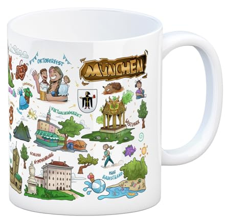 speecheese Kaffeebecher München Pop Art Comic Souvenir Originelle Tasse | im Stadtstil - lustiger Look für Kunstliebhaber