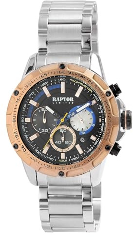 Raptor Damen Armbanduhr Analog in Silber, Gesamtlänge 23.5 cm, Edelstahlarmband – 3 ATM