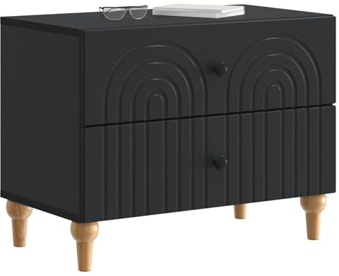 vidaXL Nachttisch Schwarz 62 x 34,5 x 48 cm Holzwerkstoff, Moderner Wohnbereich, praktische Schlafzimmeraufbewahrung, platzsparender Nachttisch, gestreifter Schrank, rechteckiger Tisch