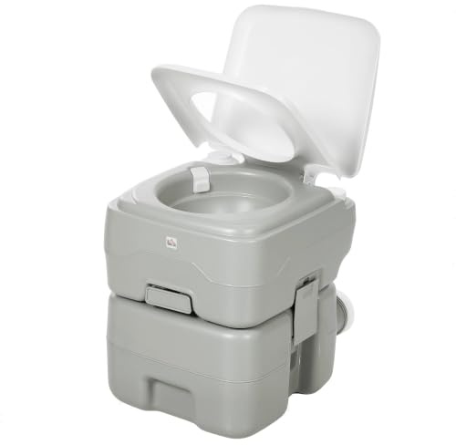 HOMCOM Campingtoilette Reisetoilette max. Tragkraft bis 147 kg 20L Grau | Trockentrenntoilette, Für Camping, Wandern, Reisen, Angeln