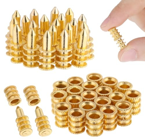 Generisch 20 Stück Tischbolzen aus Kupfer und Zinklegierung Robuste und Einfach zu Montierende Metall Dübel für Tischplatten für Esstische und Möbelverbinder