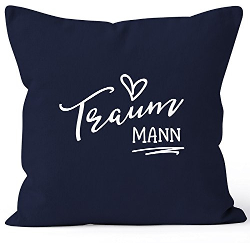 MoonWorks Kissenbezug Traummann Kissen-H?LLE Deko-Kissen 40x40 Kissen-H?LLE Baumwolle, Traummann - Navy, unisize