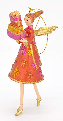 ecosoul Engel mit Flügeln und Geschenken Deko Anhänger Christbaumschmuck Weihnachtsdeko Kupfer Höhe ca.15 cm