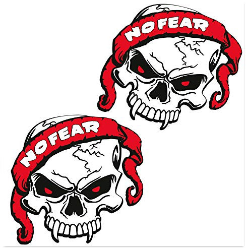 SkinoEu® 2 x Adesivi Vinile Stickers No Fear Eyes Vampiro Cranio per Auto Moto Finestrino Porta Casco Scooter Bici Motociclo Tuning B 120