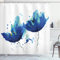 ABAKUHAUS Aquarell Duschvorhang, Floral Abstrakte Kunst, Stoffliches Gewebe Badezimmerdekorationsset mit Haken, 175 x 240 cm, Hellblau und Blau
