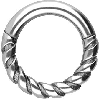 PIERCINGLINE Chirurgenstahl Segmentring Clicker GEDREHT Piercing Septum Tragus Helix Silberfarben 7 mm