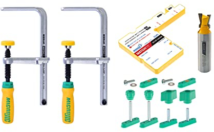 MICROJIG Matchfit DVC-1177K2 Dovetail Clamp Pro, Green/Yellow/Silver