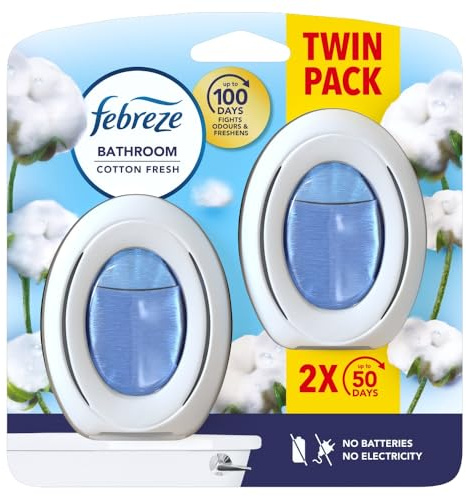Febreze New Cotton Fresh 2In1 Bathroom/Small Spaces Air Freshener 7.5 Ml. - Cotton Fresh. Twin Pack, Twin Pack, Blue