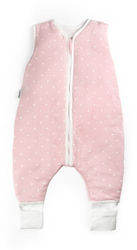 Ehrenkind® Babyschlafsack | Schlafsack mit Füßen 2.5 TOG | Bio-Baumwolle | Ganzjahres Schlafsack Baby Gr. 70 Farbe Rosa mit weißen Punkten | Oeko-Tex | Schlafsack winter und Sommer Schlafsack Kinder