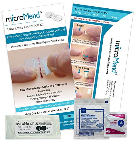 microMend Emergency Wound Closure Kit - 2 Sterile Laceration Strips