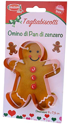 Graziano, Tagliabiscotti a Forma di Omino di Pan di Zenzero, Realizzato Interamente in Acciaio Ramato, Ideale per Biscotti Classici, Ideali per Realizzare Squisiti Dolcetti in Tema Natale