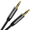 deleyCON 2m Nailon 3,5mm Cable Jack AUX Audio Estéreo Cable de Nailon Conector Metálico Móvil Smartphone Tablet Auriculares HiFi Receptor - Negro