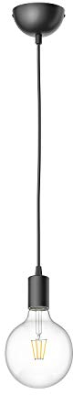 ledscom.de Pendelleuchte DORI, schwarz matt, inkl. E27 G125 Lampe (warmweiß, 7,123W, 838lm)