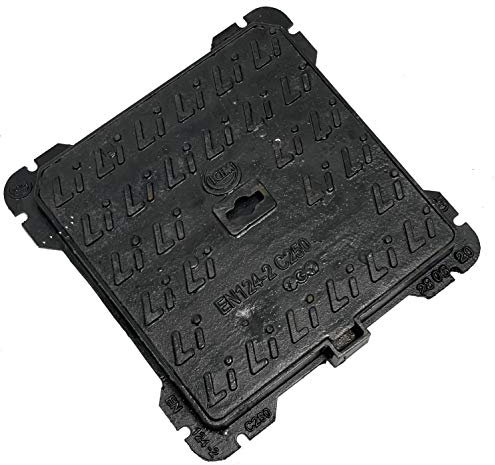 EINSIDE Chiusino in ghisa classe C250, Tombino con telaio certificato UNI EN124-1/2, 50 x 50 cm