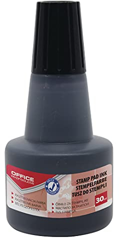 OFFICE PRODUCTS Stempelfarbe zum Nachfüllen für Stempelkissen/ 30 ml/Farbe: Schwarz/Universale Stempeltinte/ 1 Stück