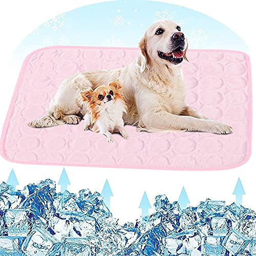 Fueegue Kühlmatte für Hunde Hundematte Bett Kühldecke Kühlkissen für Katzen Waschbar Haustiere 70 * 100cm (Rosa 2, XL)