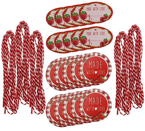 com-four® 20x Anhänger-Etiketten für Einmachgläser und Flaschen, mit Stoffschnur, in verschiedenen Designs (020 Stück - Anhänger mit Band)