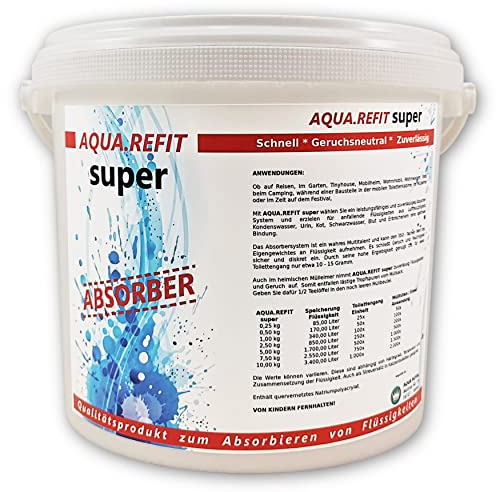 AQUA.REFIT plus Super Absorber Aufsaugen Wohnmobil Camping Toilette Chemie WC Boot Festival Zelten Urinal Urin KOT Flüssigkeit (7,5 kg) 11,98 €/kg