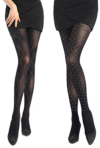 IYOU Brillante Elevado Cintura Medias Brillante Diamante de imitación Negro Rejilla Media Sexy Cristal Partido Pantys Rejilla Medias por Mujeres y Chicas