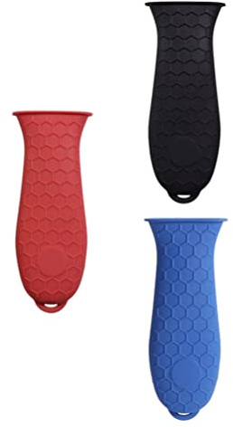 Cabilock 3pcs Heat Resistant Pot Grip Handle Cover Non- Silicone Sleeve for Frying Pans Lightweight Kitchen Accessory for Cooking BBQ Baking Camping