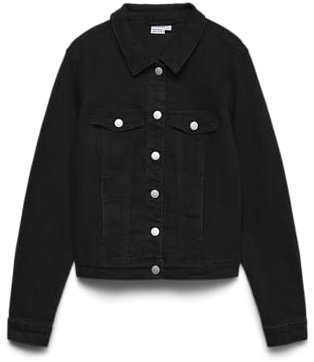 VERO MODA Women's Vmluna LS Slim DNM Jacket Mix Ga Noos, Black, XL