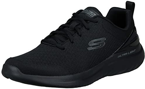 Skechers Bounder 2.0 Nasher, Zapatillas de Deporte Hombre, Malla Negra Y Ribete Negro, 42 EU