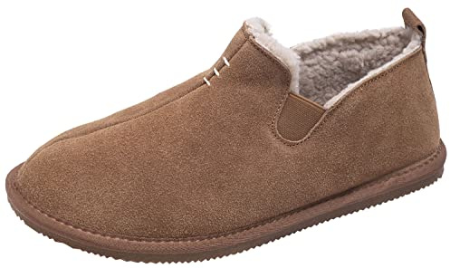 Lambland Men's Premium Sheepskin Slip On Bootie Slippers Hard Sole House Shoe Handcrafted Slipper Boots