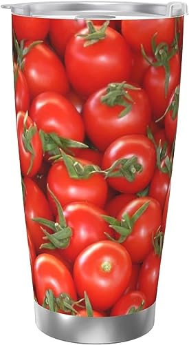 Melbrakin Tomaten-Muster, Edelstahl, vakuumisoliert, 590 ml, Kaffeetassen, Reisebecher, Wasserbecher
