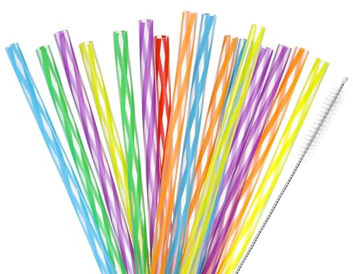 QUARKZMAN Pajita Reutilizable para Beber 48uds 190 Mm/7,48 Impresión Colorida Pajita Beber Dura con un Cepillo Limpieza para Bebidas Té Burbujas Congeladas
