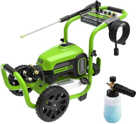 Greenworks 3000 PSI Pressure Washer (2.0 GPM Max) with Foam Cannon – Easily Remove Dirt and Grime on Siding, Fences, Patios,