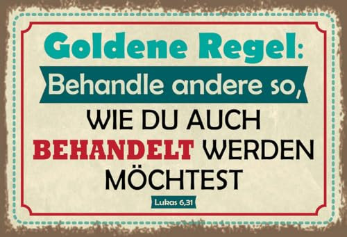 mrdeco Metall Schild 12x18cm gewölbt Behandle andere so wie du auch behandelt Sprüche Blechschild