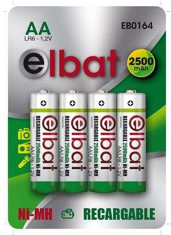Rechargeables Marque Elbat modèle Elbat Pack de 4 Piles Rechargeables LR6 AA 2500 mAh