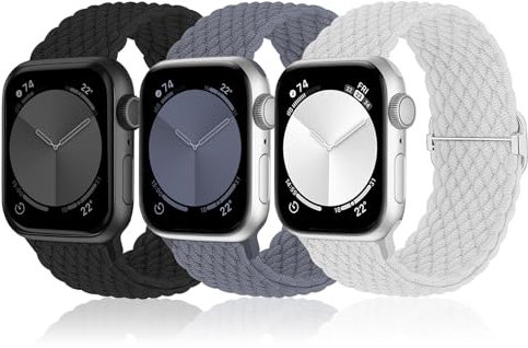 MATCHEASY Cinturino intrecciato Solo Loop compatibile con Apple Watch 45 mm 44 mm 42 mm 49 mm, elastico sportivo in nylon per iWatch Series 9/8/7/SE/6/5/4/3/2 Ultra Donna Uomo