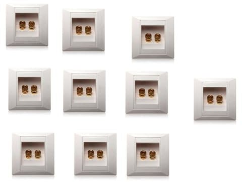 Evenden 10x Wall Socket Wall Connection Box Port with 2 Sockets for Banana Plugs Speaker