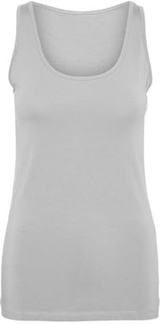 VERO MODA Women's Vmlulu Long Tank Top JRS Ga Noos, Super Light Grey Melange, L