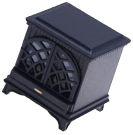 Sharplace 1:12 Puppenhaus Kamin Mini Kamin mit LED Foto Requisiten Leuchtendes Kaminmodell für Diorama Puppenhaus Zubehör Dekor, Schwarz