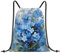 EgoMed Kordelzug-Rucksack, Rucksack-String-Tasche, Sport-Cinch-Sackpack, String-Tasche, Turnbeutel, Aquarell Vergissmeinnicht Blumen