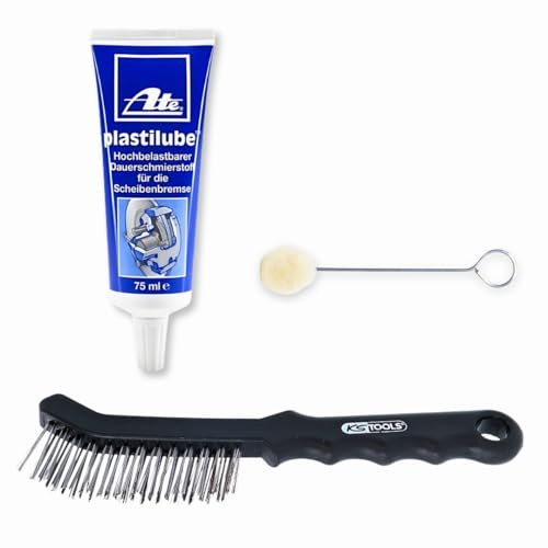 Premium Bremsenpflege Set mit ATE Plastilube + KS Tools Drahtbürste & Woll-Applikatorpinsel – Perfekte Pflege für Bremssysteme