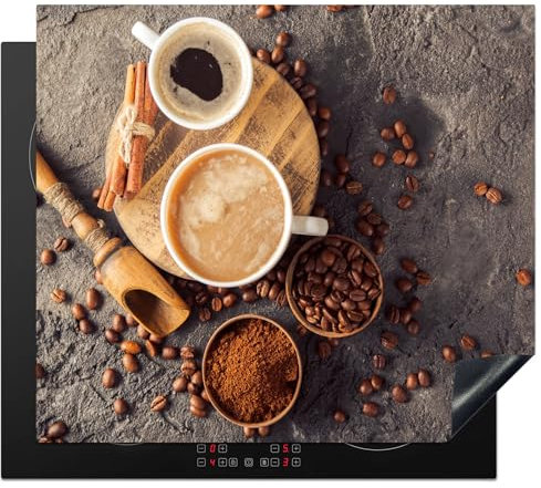 KitchenYeah© Copri Piano Induzione 60x52 cm Cucina Coprifornelli Copertura Protezione Cottura Tutto per la Cucina Caffè - Tazza - Calcestruzzo