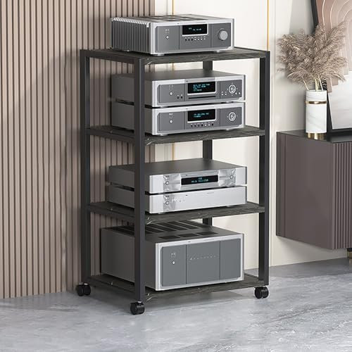 Meuble imprimante,Multifonction meuble hifi,Plusieurs tailles disponibles,forte capacité portante,Avec roues universelles, facile à déplacer,Convient pour le salon,la chambre,le bureau(Nero,50*40*89cm
