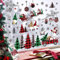 wondever Fenstersticker Weihnachtsbaum Rot Schwarz Karo Fenster Aufkleber Auto Rot Gnom Kiefer Baum Fensterbilder Fensteraufkleber Anti-Kollision Doppelseitig Glasaufkleber Weihnachten Deko