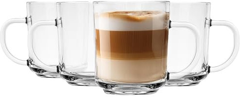 Glasmark Krosno Bicchieri da latte macchiato Set da 4 bicchieri da cappuccino Set di bicchieri da tè con manico Bicchieri da dessert Bicchieri da acqua Bicchieri da caffè Bicchieri