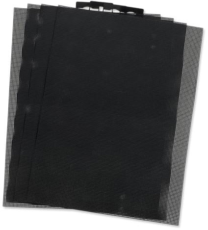 4 Stück Schwarze Kunststoffgitter 14 CT Kunststoffgewebe Leinwand 28 x 21 cm Plastic Mesh Canvas zum Sticken Häkeln Basteln