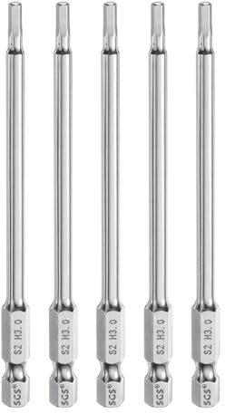 sourcing map 5pcs Hex Head Wrench Drill Bit 3mm (H3) Metric 1/4 Hex Shank 100mm (4) Long Magnetic S2 Steel Screwdriver Bits Industrial Grade Hexagon Flat Tip Drill Bits for Screws