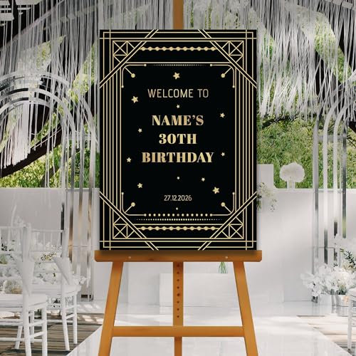 My Pixel Print Art Deco Wedding Sign, A1, A2, A3, A4, Great Gatsby Birthday Party Signs, Adults Birthday Party Decor