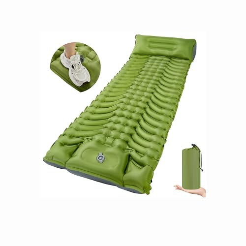 MEIJO Isomatte Selbstaufblasend Camping Matratze, Isomatte Ultraleicht mit Fußpumpe, Verdickte Schlafmatte Selbstaufblasbare Luftmatratze für Outdoor Hikenture Zelt Strand