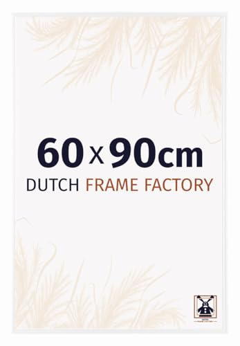 Dutch Frame Factory - Bilderrahmen 60x90 cm Weiß Hochglanz - Kunststoff | Antireflex-Acrylglas aus Kunststoff, Wandmontage, Geeignet für Fotos, Poster und Puzzles, Easy, Made in Holland