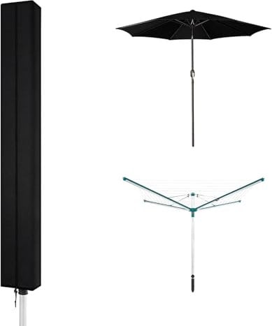 JKITNHJOT Wäschespinne Schutzhülle 160x15x15cm – wasserdichte Abdeckung aus 210D Oxford, UV-beständig & Winterfest, mit Reißverschluss & Kordelzug, Passend für Leifheit & Andere Modelle
