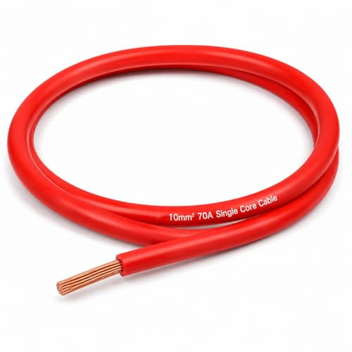 MKGT® Câble flexible en PVC pour batterie/démarreur/soudure Rouge et noir 110/170/345 A 16 mm 25 mm 35 mm (10 mm² rouge, 3 mètres)