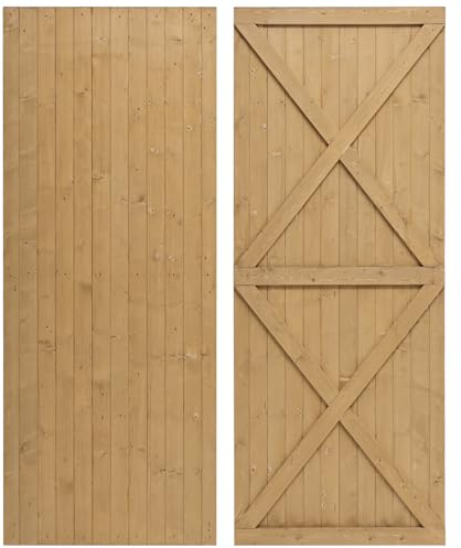 DKIEI Wooden Garden Gate, 183x79 cm Wooden Gate for Garden, 2.5cm Thickness Fully Framed Lockable Wood Door with Latch and 3 Hinges for Pathway, Garden Entrance, Farm House, Pasture